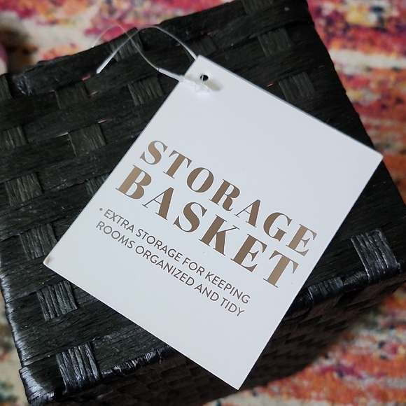 NWT black woven small storage basket - Picture 3 of 11